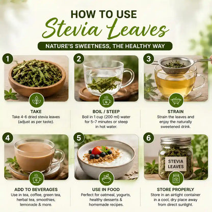 Stevia Dry Leaves | Natural Sugar Substitute | Zero Calorie Sweetener | Premium Dried Stevia Leaves