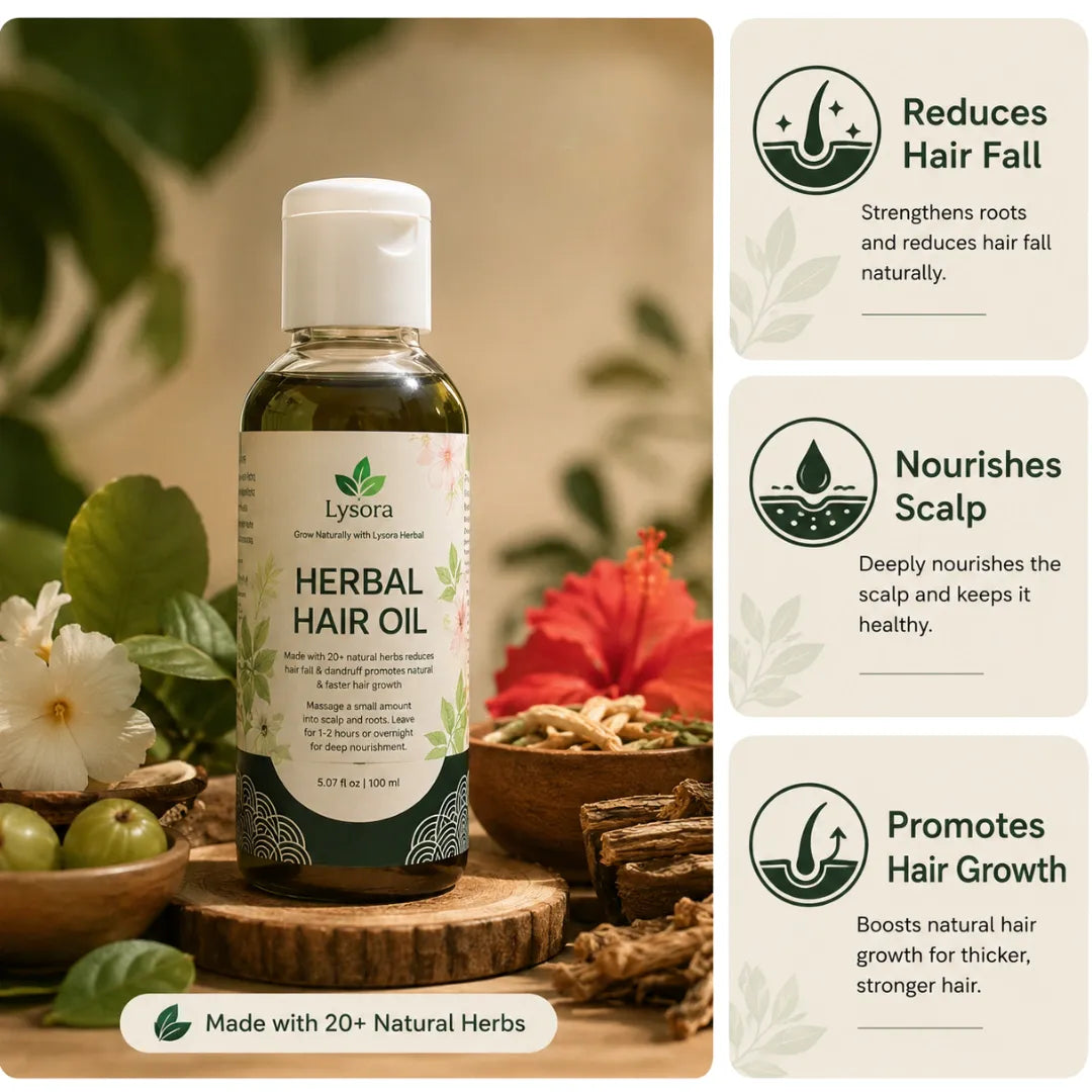 Lysora Ayurvedic Herbal Hair Oil | Hair Fall Control & Hair Regrowth Oil