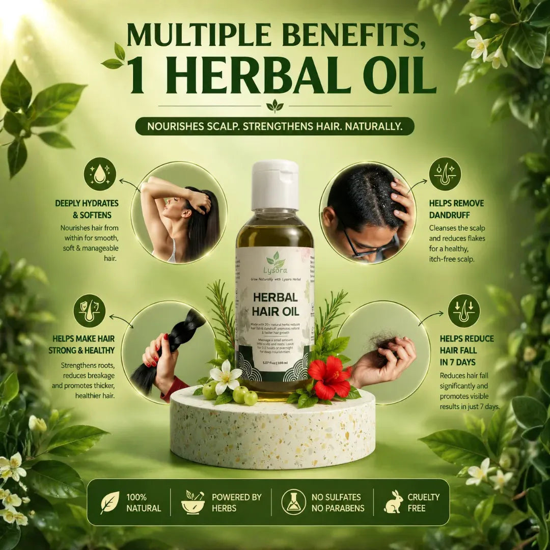 Lysora Ayurvedic Herbal Hair Oil | Hair Fall Control & Hair Regrowth Oil