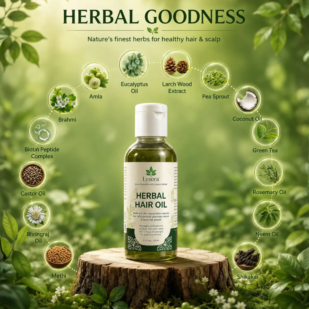 Lysora Ayurvedic Herbal Hair Oil | Hair Fall Control & Hair Regrowth Oil