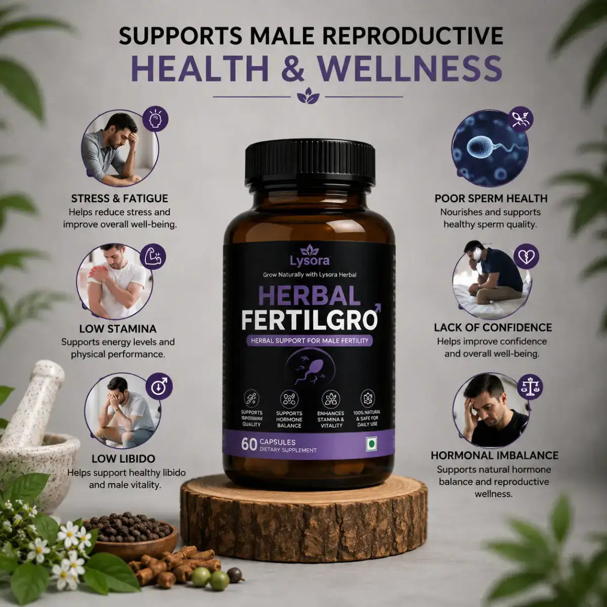 Herbal FertilGro | 100% Ayurvedic Men's Reproductive Wellness & Vitality Support