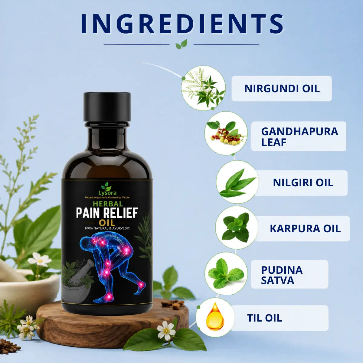 Lysora Herbal Joint Pain Relief Oil | 100% Natural Ayurvedic Pain Relief Formula